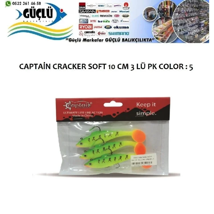 Levrek Turna Silikonu Captaın Cracker Soft 10 Cm 3 Lü Pk Renk : 5