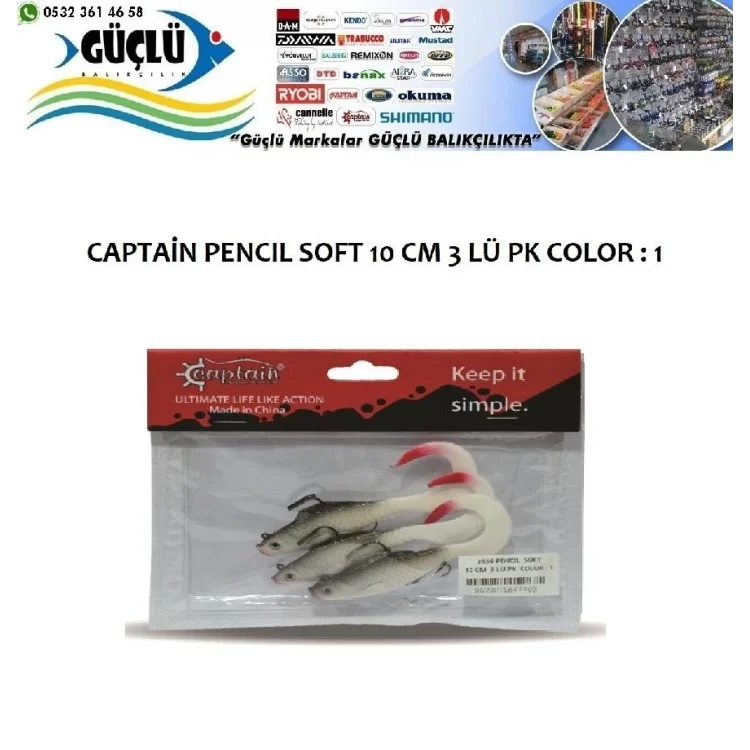 Levrek Turna Silikonu Captaın Pencıl Soft 10 Cm 3 Lü Pk Renk : 1