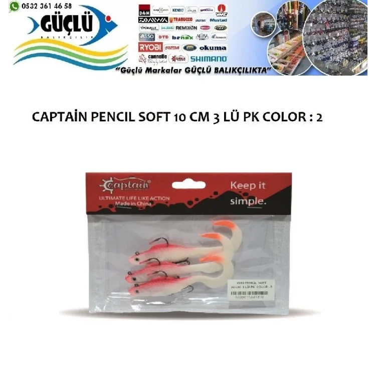 Levrek Turna Silikonu Captaın Pencıl Soft 10 Cm 3 Lü Pk Renk : 2
