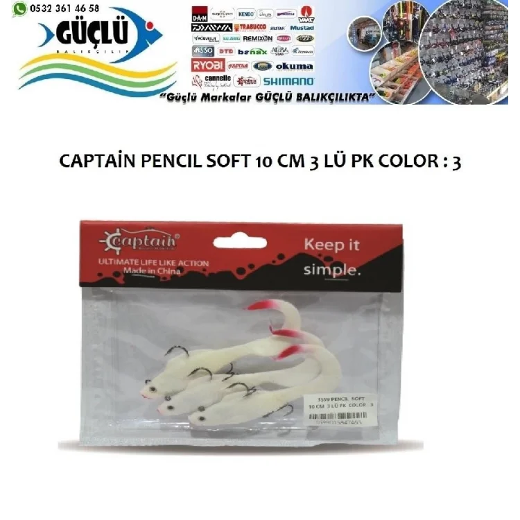 Levrek Turna Silikonu Captaın Pencıl Soft 10 Cm 3 Lü Pk Renk : 3