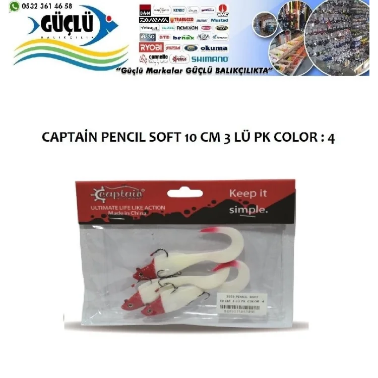 Levrek Turna Silikonu Captaın Pencıl Soft 10 Cm 3 Lü Pk Renk : 4