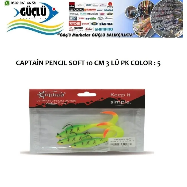 Levrek Turna Silikonu Captaın Pencıl Soft 10 Cm 3 Lü Pk Renk : 5