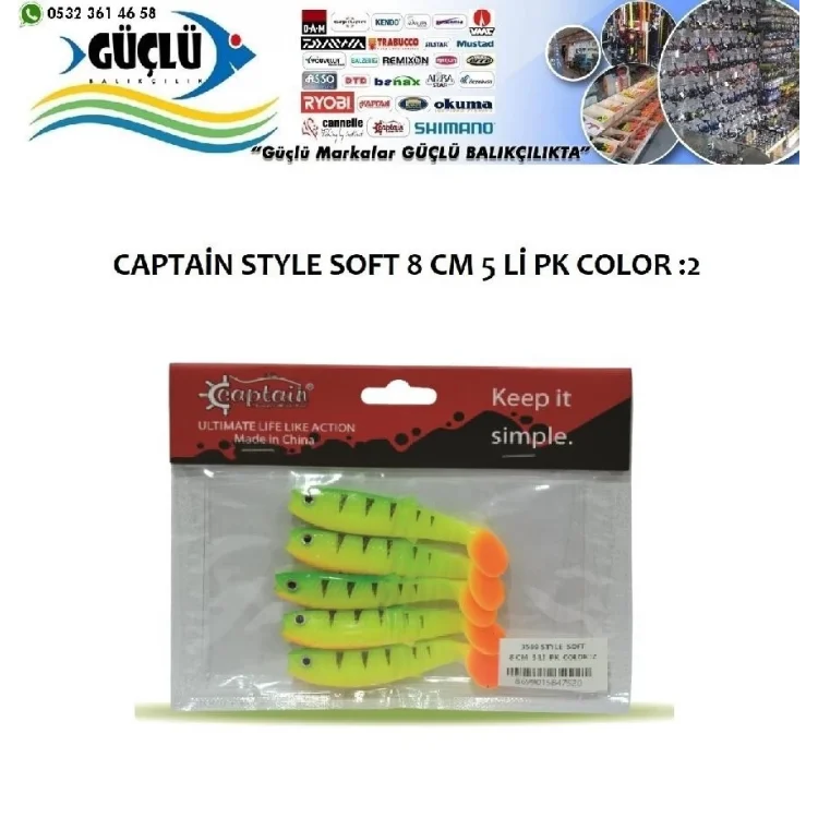 Levrek Turna Silikonu Captaın Style Soft 8 Cm 5’Li Pk Renk : 2