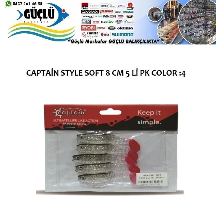 Levrek Turna Silikonu Captaın Style Soft 8 Cm 5’Li Pk Renk :4