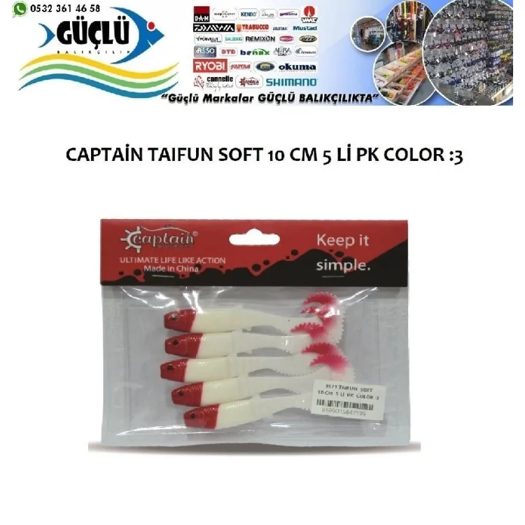 Levrek Turna Silikonu Captaın Taıfun Soft 10 Cm 5 Li Pk Renk :3