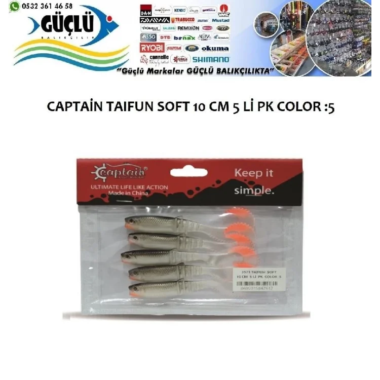 Levrek Turna Silikonu Captaın Taıfun Soft 10 Cm 5 Li Pk Renk :5