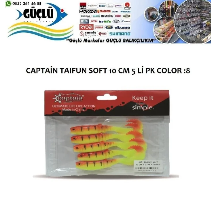 Levrek Turna Silikonu Captaın Taıfun Soft 10 Cm 5 Li Pk Renk :8