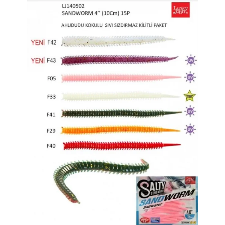 Lrf Silikonu Luckyjohn Sandworm 10Cm Kokulu 15’Li Pk Renk:F42