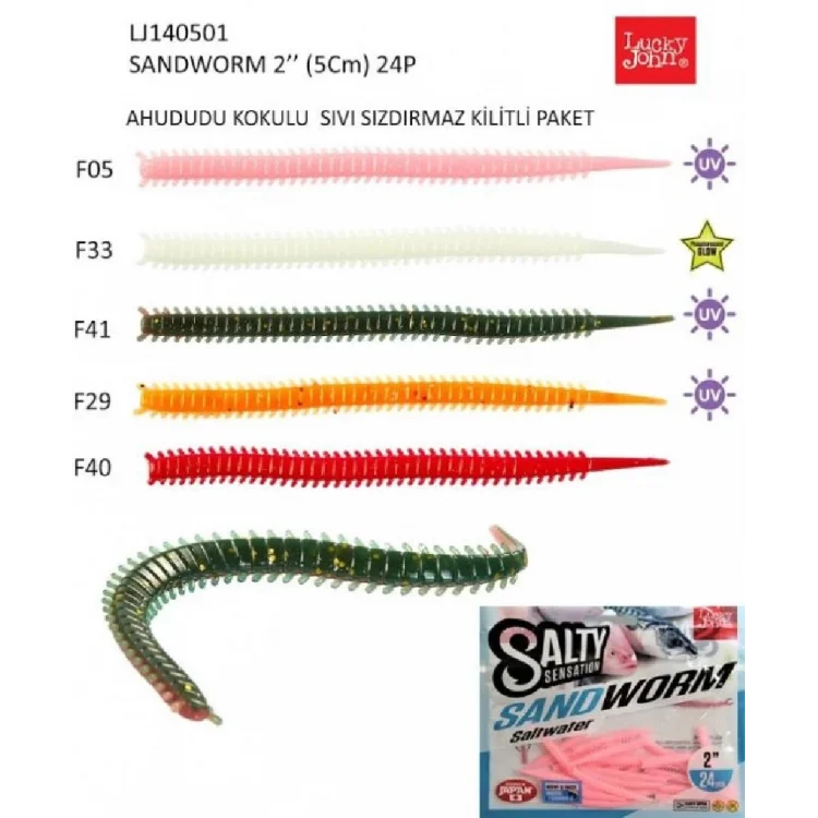 Lrf Silikonu Luckyjohn Sandworm 5Cm Kokulu 24’Lü Pk Renk:F40