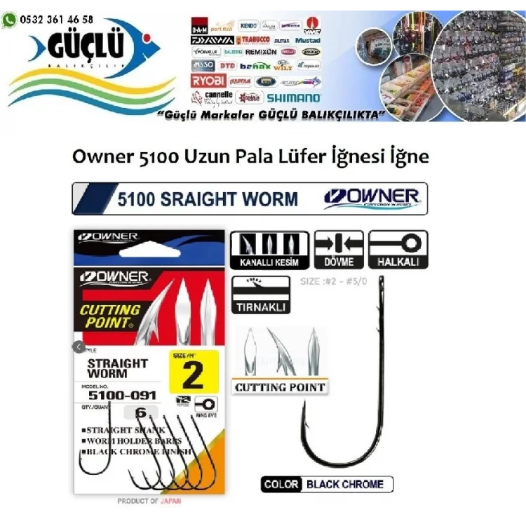 Lüfer İğnesi Owner 5100-131 Uzun Sap No:3/0