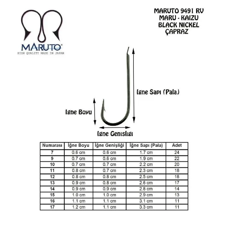 Maruto 9491 Rv Siyah Çapraz Olta İğnesi İğne No:16