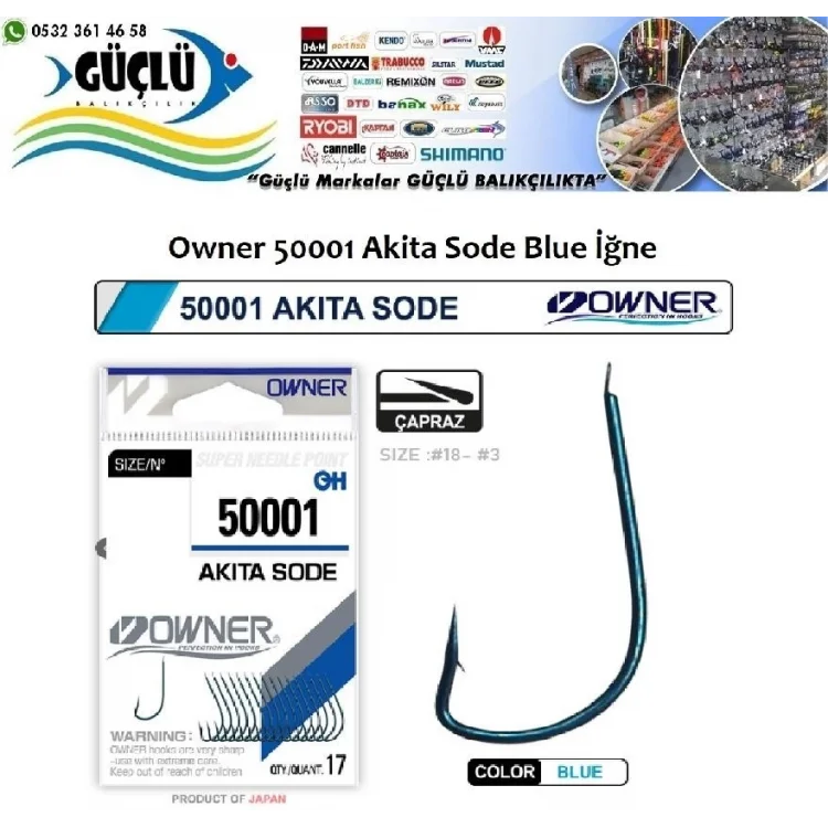 Mavi Çapraz Olta İğnesi Owner 50001 Akita Sode No:7