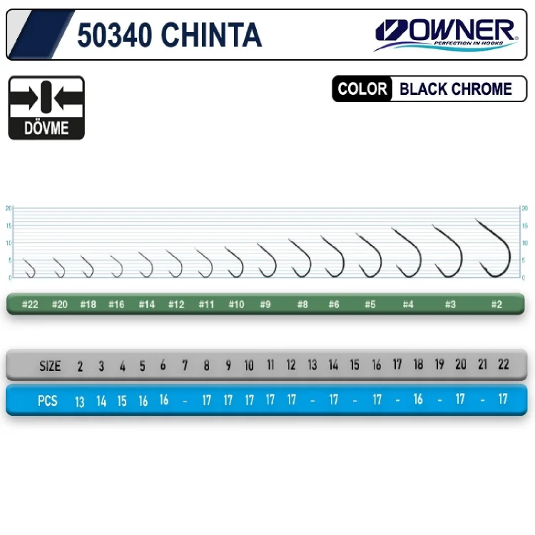Owner 50340 Chinta Gun Black Chrome Olta İğnesi No:8