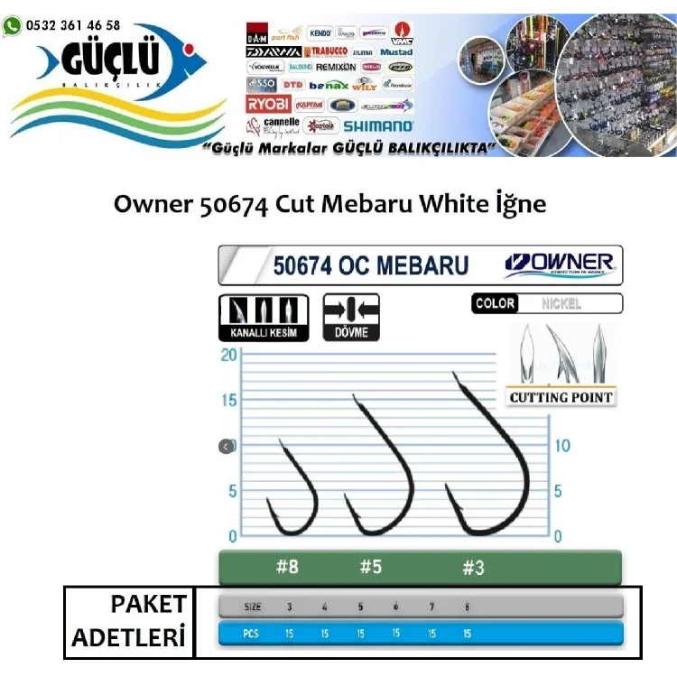 Owner 50674 Cut Mebaru White Olta İğnesi No:5