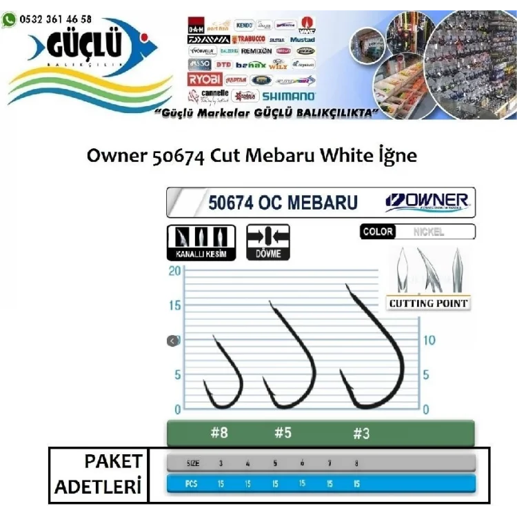 Owner 50674 Cut Mebaru White Olta İğnesi No:6