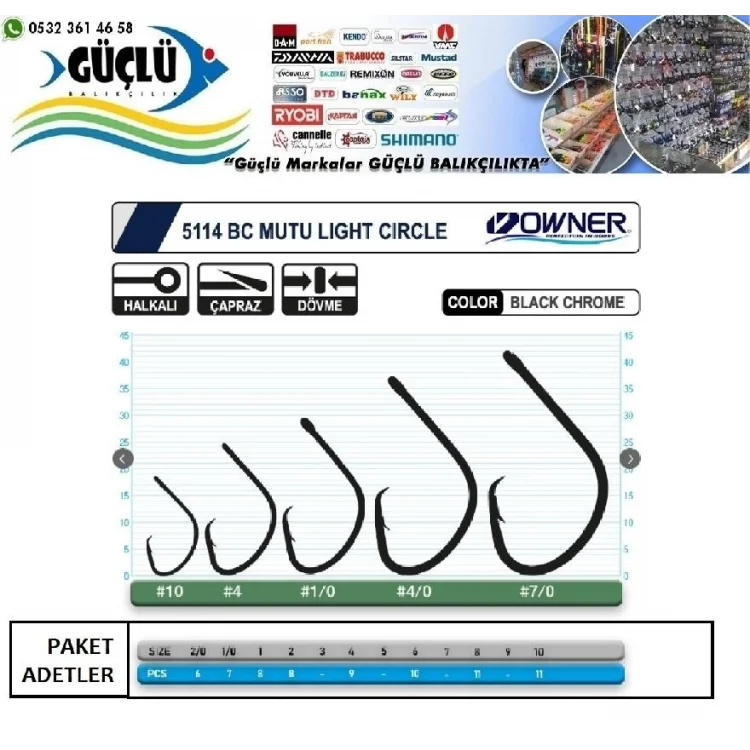 Owner 5114 Mutu Light Bc Olta İğnesi No:1/0