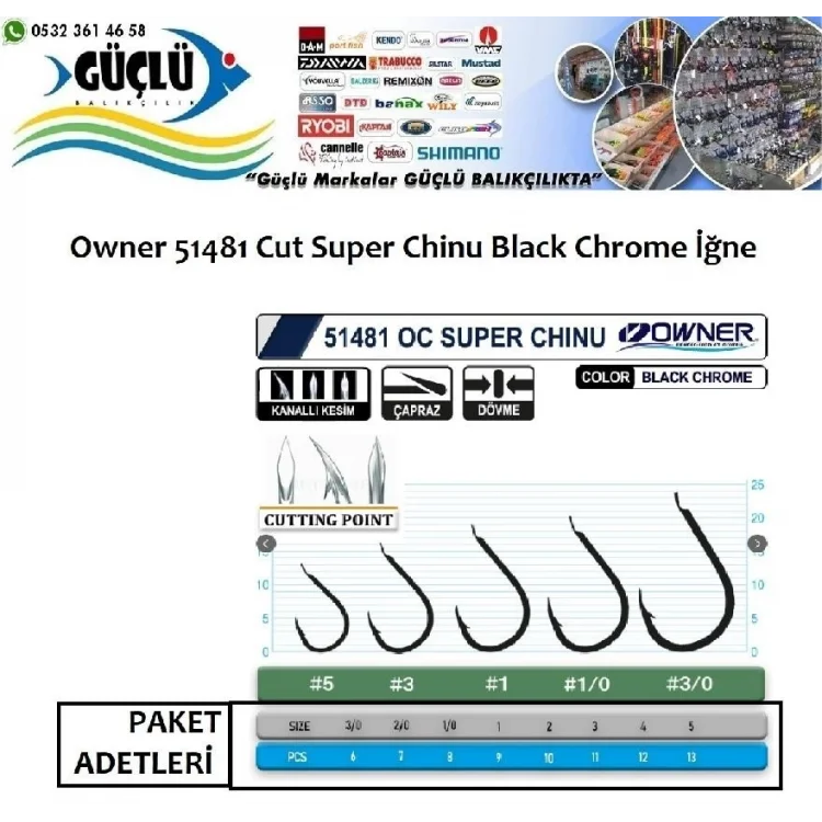 Owner 51481 Cut Super Chinu Black Chrome İğne No:5