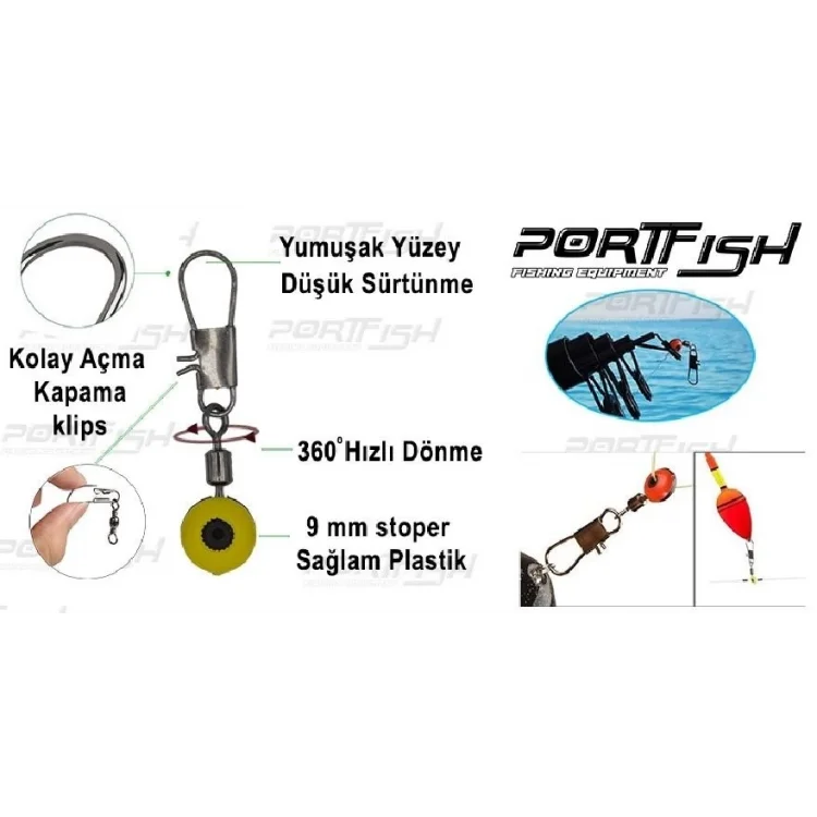 Portfish Bl-6015 Stoperli Fırdöndülü Klips M Beden