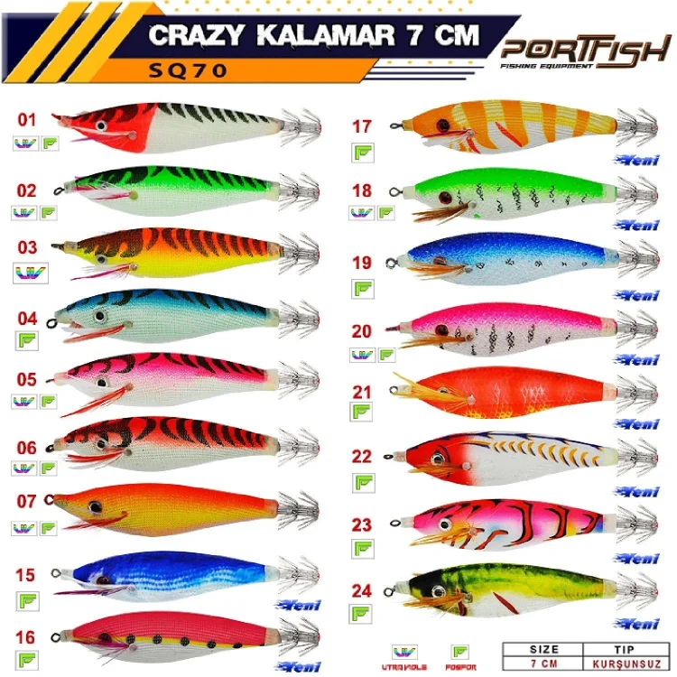 Portfish Crazy SQ70 7CM KALAMAR ZOKASI RENK:20