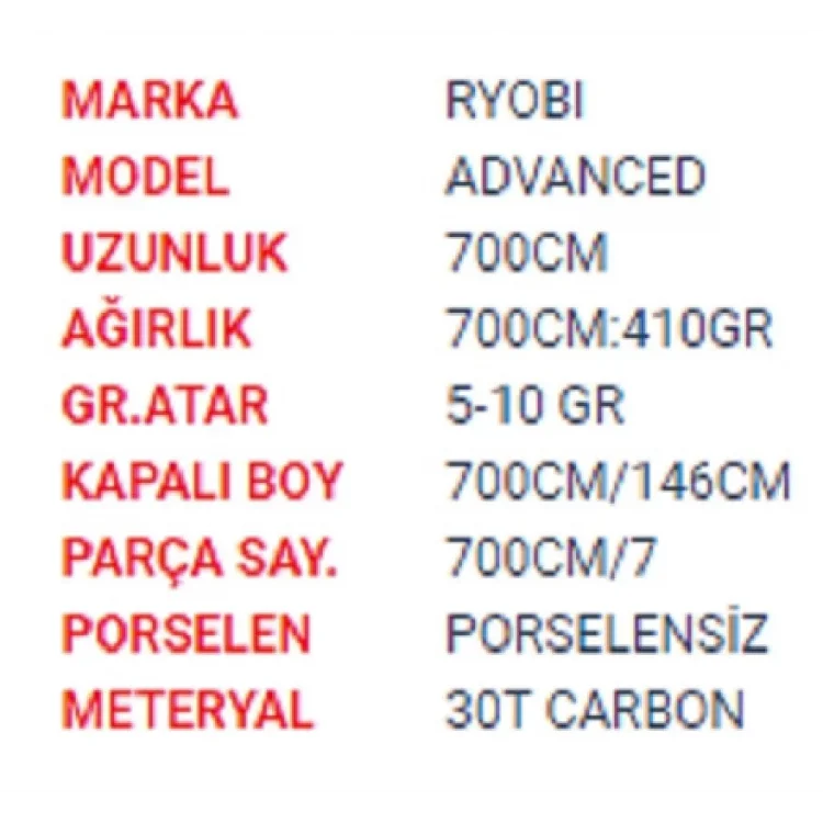 Ryobı Advanced 700 Cm Halkasız Göl Kamışı
