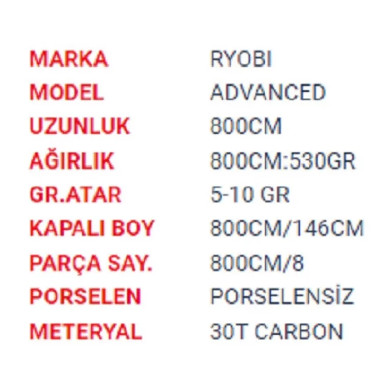 Ryobı Advanced 800 Cm Halkasız Göl Kamışı