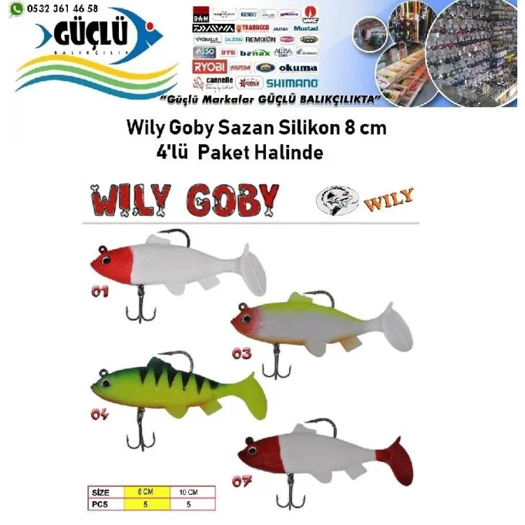 Sazan Silikonu 8 Cm Wily Goby 5 Li Paket Halinde Renk:7