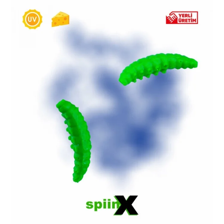 SPIINX LARVA SİLİKON YEM 35MM 14LÜ PEYNİR AROMALI RENK: UV HOT GREEN 36