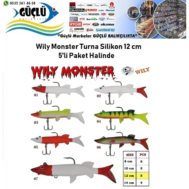 Turna Silikonu 12 Cm Wily Monster 5’Li Paket Renk:5