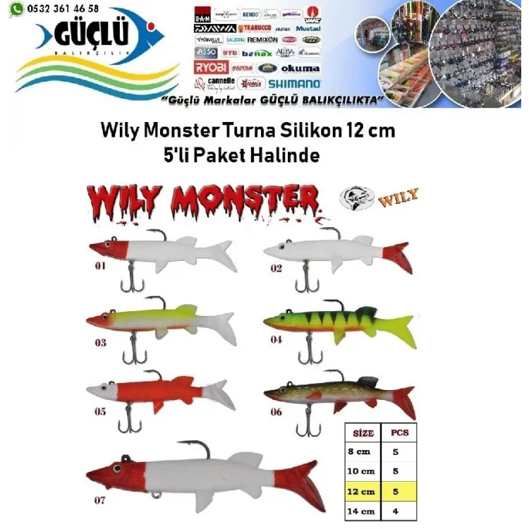 Turna Silikonu 12 Cm Wily Monster 5’Li Paket Renk:6