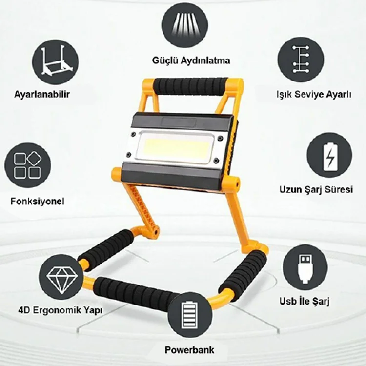 Watton Wt-328 1300 Lümen Güçlü Şarjlı Projektör