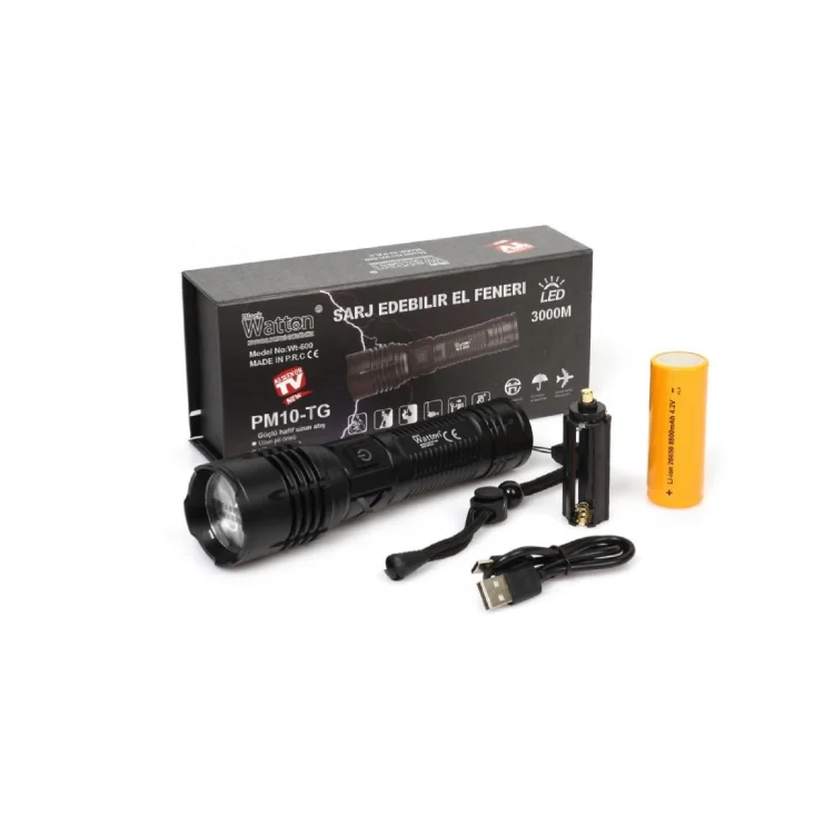 Watton Wt-600 3000 Lümen Güçlü El Feneri