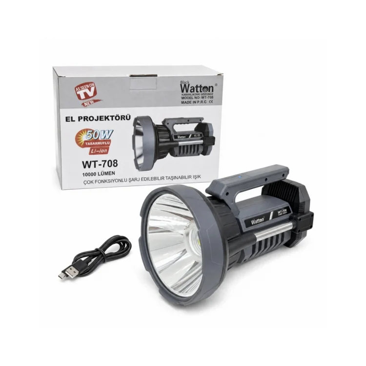 WATTON WT-708 50W IŞIK GÜCÜ 10.000 LÜMEN FONKSİYONLU PROJEKTÖR FENER