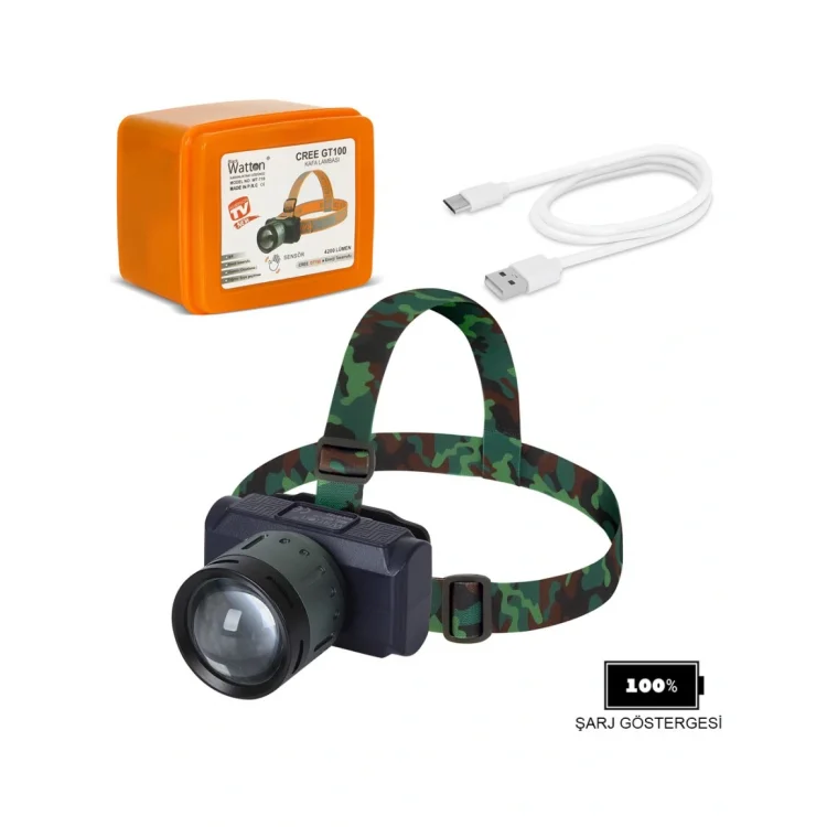 WATTON WT-719 4200 LÜMEN ŞARJLI SENSÖRLÜ GÖSTERGELİ KAFA LAMBASI