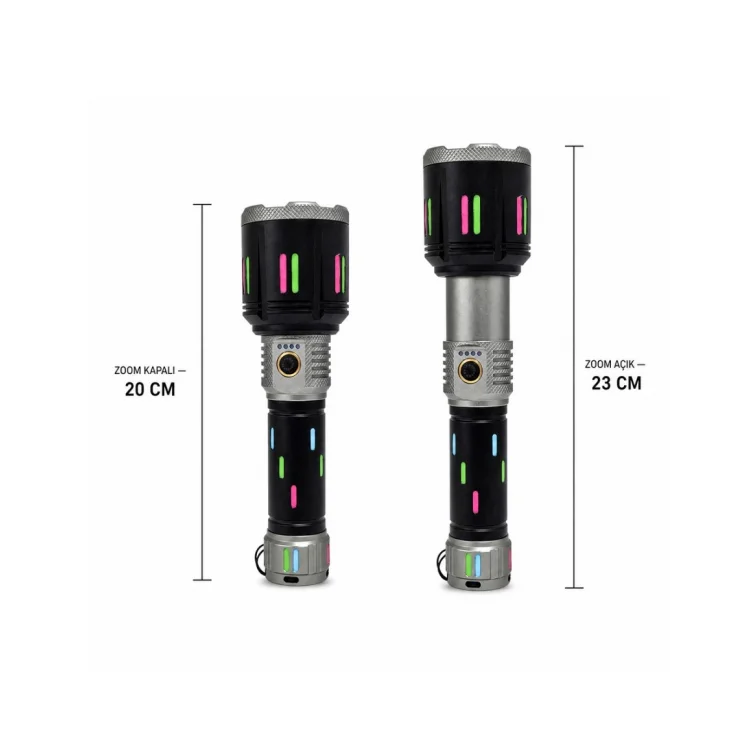 WATTON WT-728 80W IŞIK GÜCÜ 20.000 LÜMEN ŞARJLI GÖSTERGELİ EL FENERİ