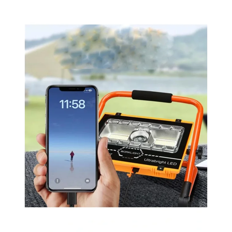 Watton WT-734 P70 LED Solar Panel Şarjlı Taşınabilir Projektör