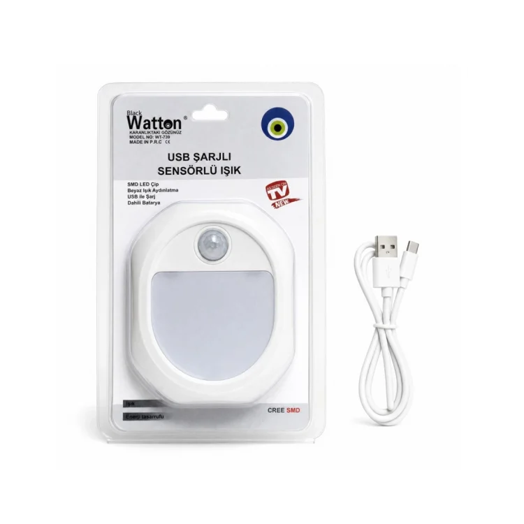 WATTON  WT-739 HAREKET SENSÖRLÜ USB ŞARJLI LED LAMBA
