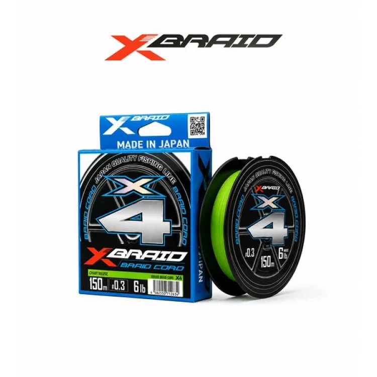 YGK X035 BRAID CORD PE X4 150M 2.7KG 0.09 FLUO GREEN