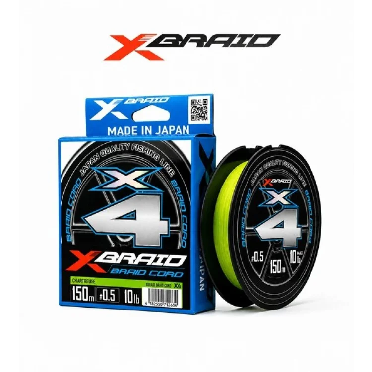YGK X035 BRAID CORD PE X4 150M 4,5KG 0.117 FLUO GREEN