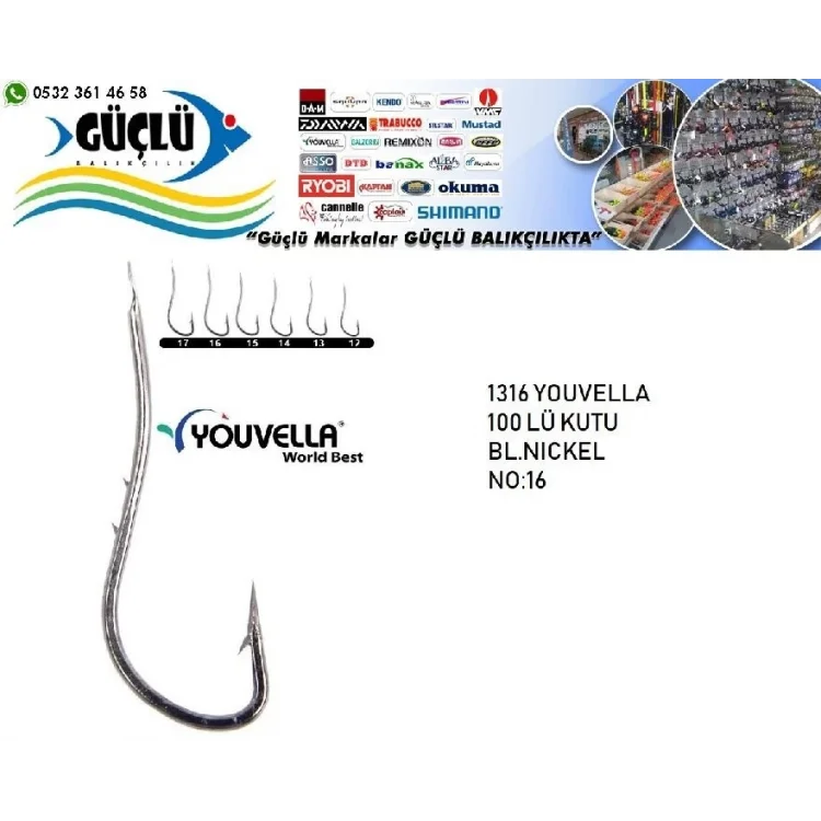 Youvella 1316 16 Numara Çift Tırnaklı Bl.Nickel Olta İğnesi