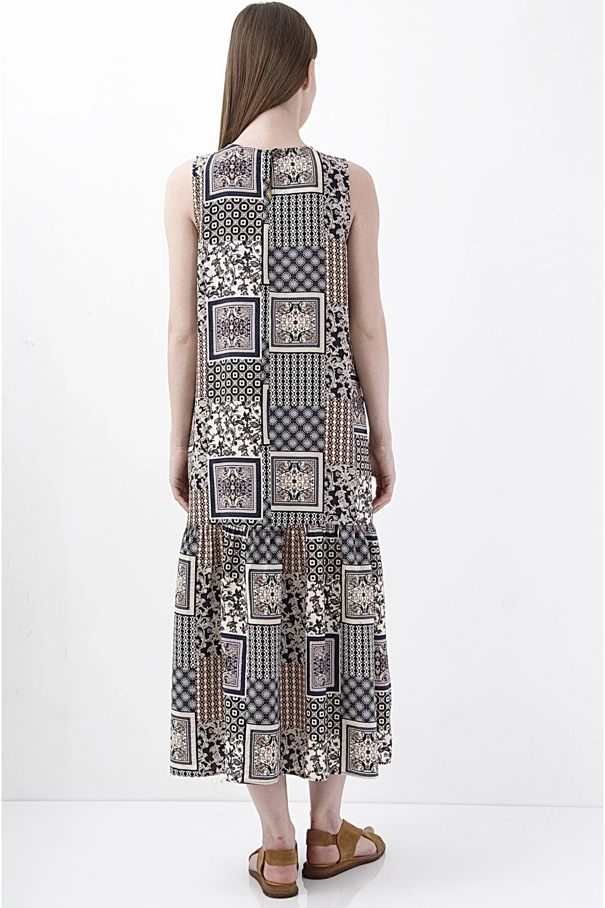 Bayan Boho Desenli Yaz Kombin Şık Midi Elbise