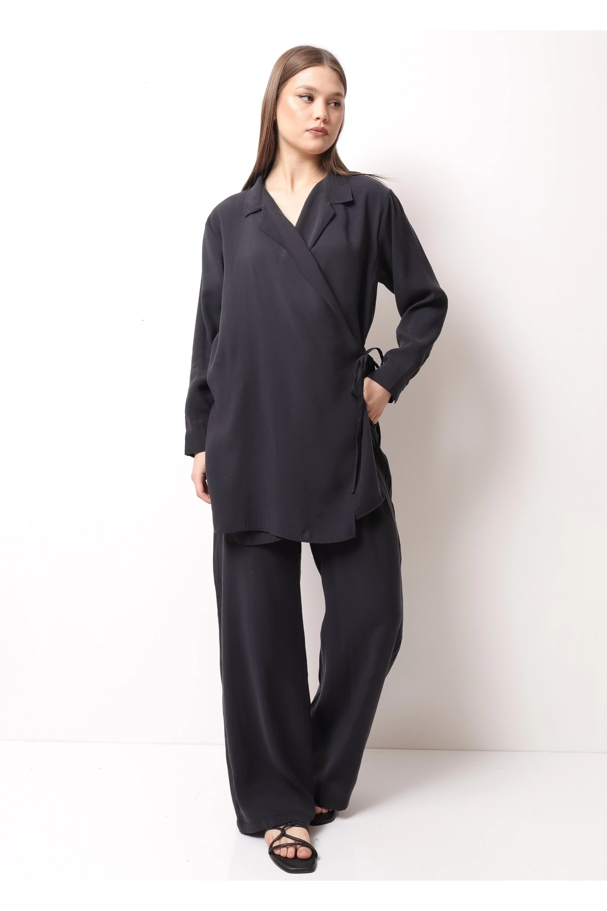 Siyah Kadın Kimono Takım