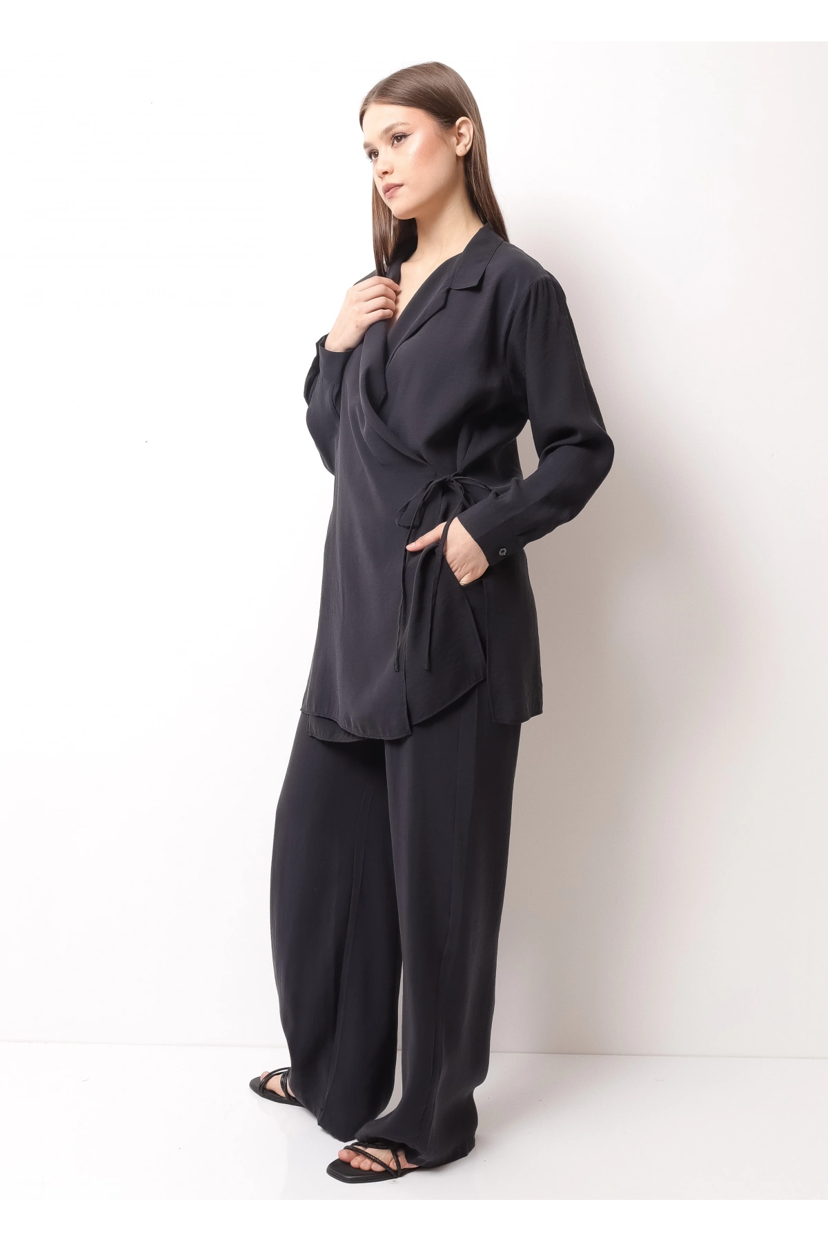 Siyah Kadın Kimono Takım