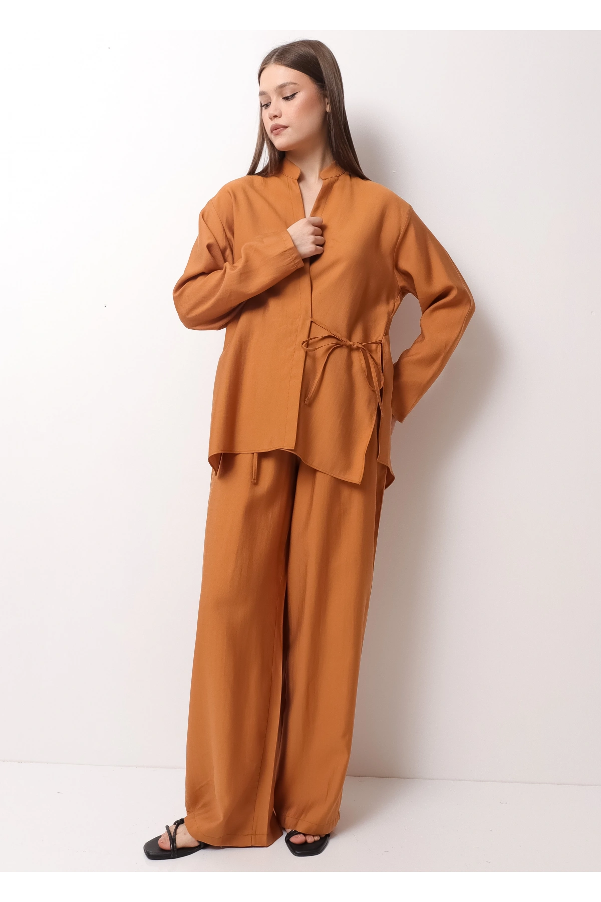 Rustik Kahve Hakim Yaka Kadın Takım