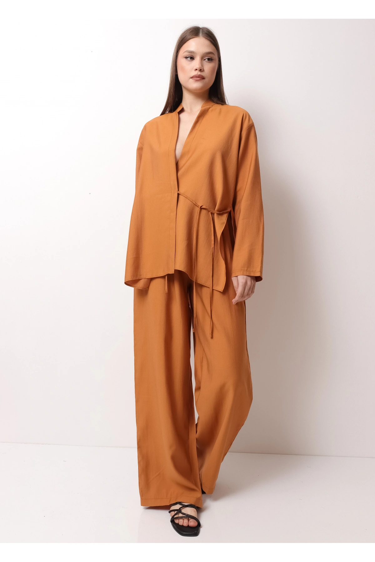 Rustik Kahve Hakim Yaka Kadın Takım