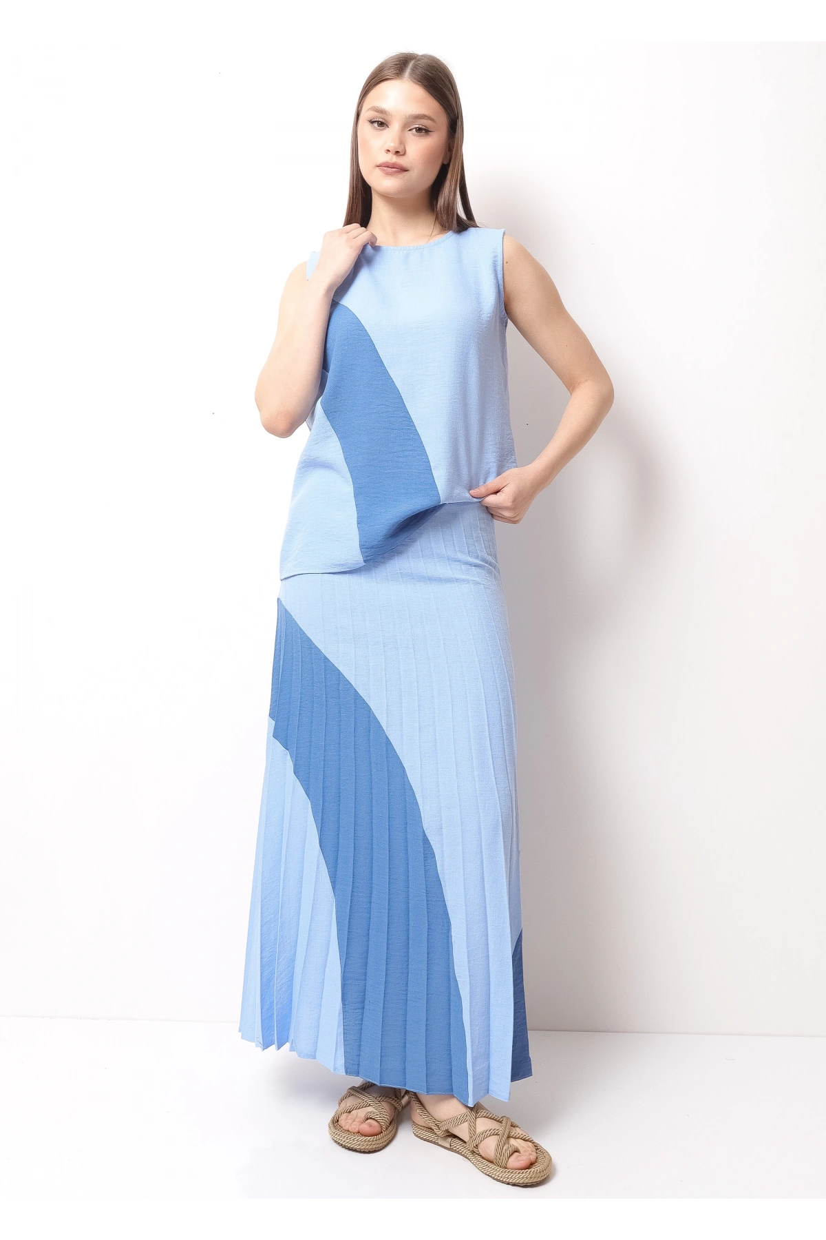 Açık Mavi Kadın Etek Takım