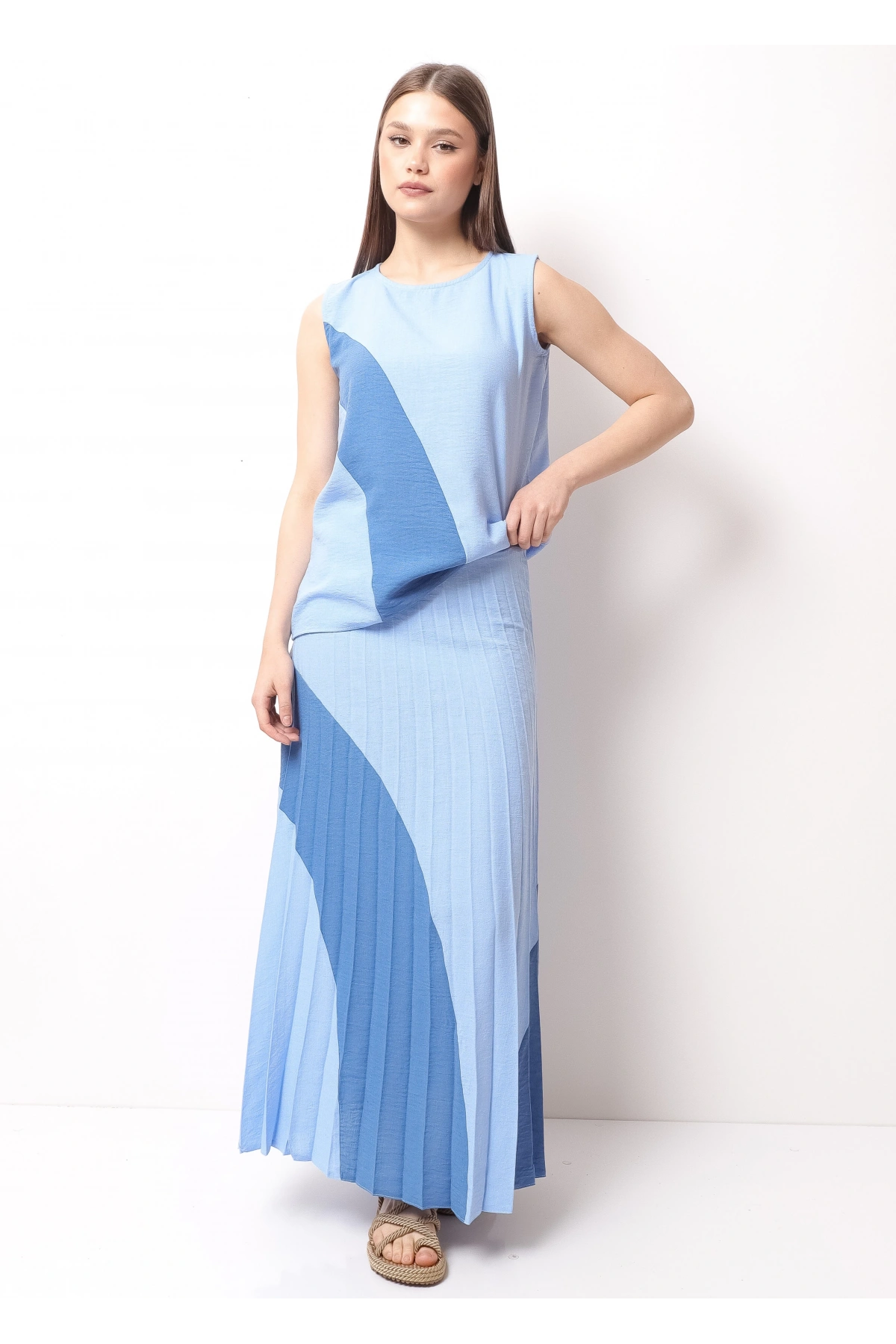 Açık Mavi Kadın Etek Takım
