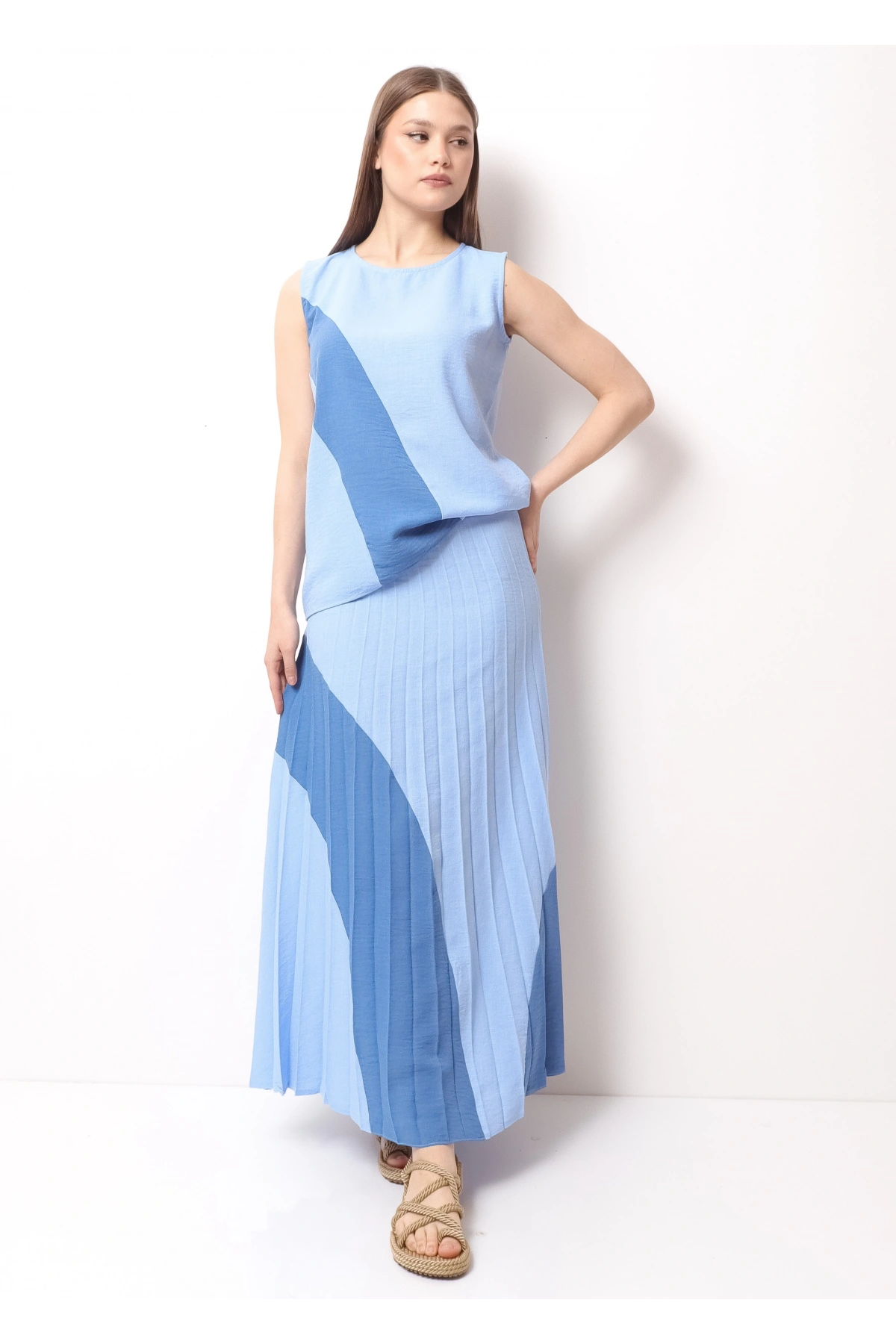 Açık Mavi Kadın Etek Takım