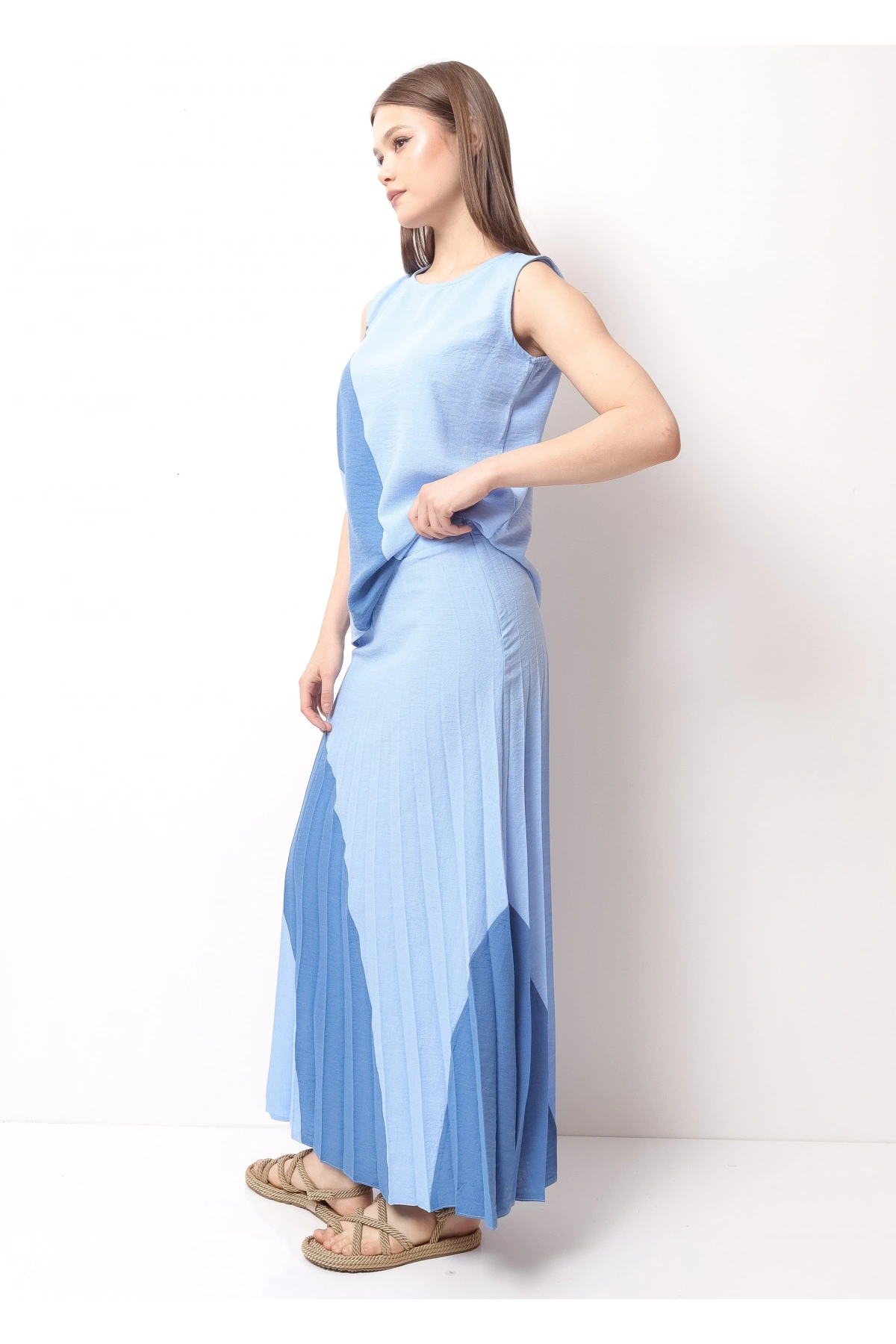 Açık Mavi Kadın Etek Takım