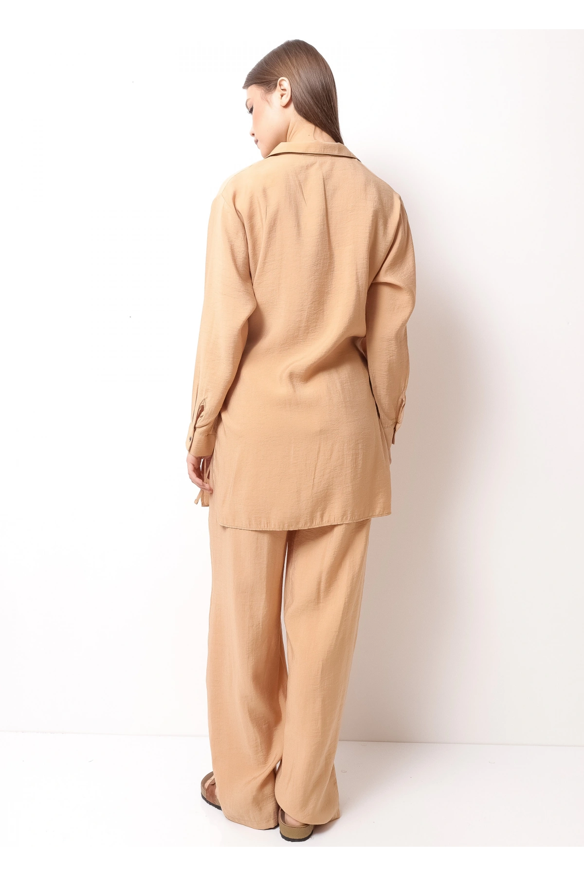 Bej Kadın Kimono Takım
