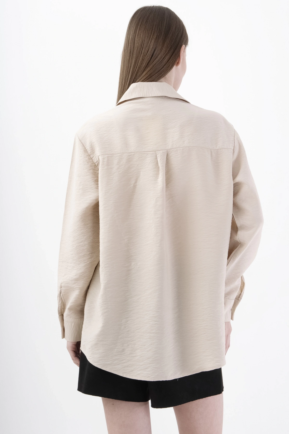 Bej Çiçek Desenli Şık Viskon Gömlek Kadın